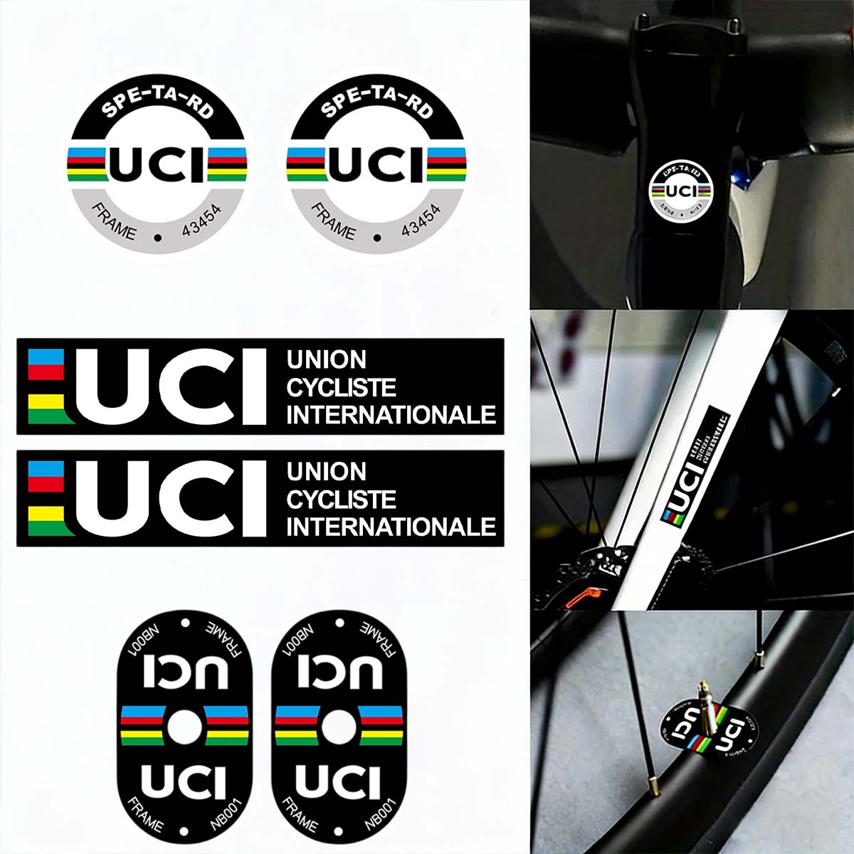 Cycling Gear Sale - UCI サイクリングフレームステッカー耐久性のあるビニール自己粘着 DIY デカールロードマウンテングラベルバイクフォークヘルメット屋外ライディング装飾用
