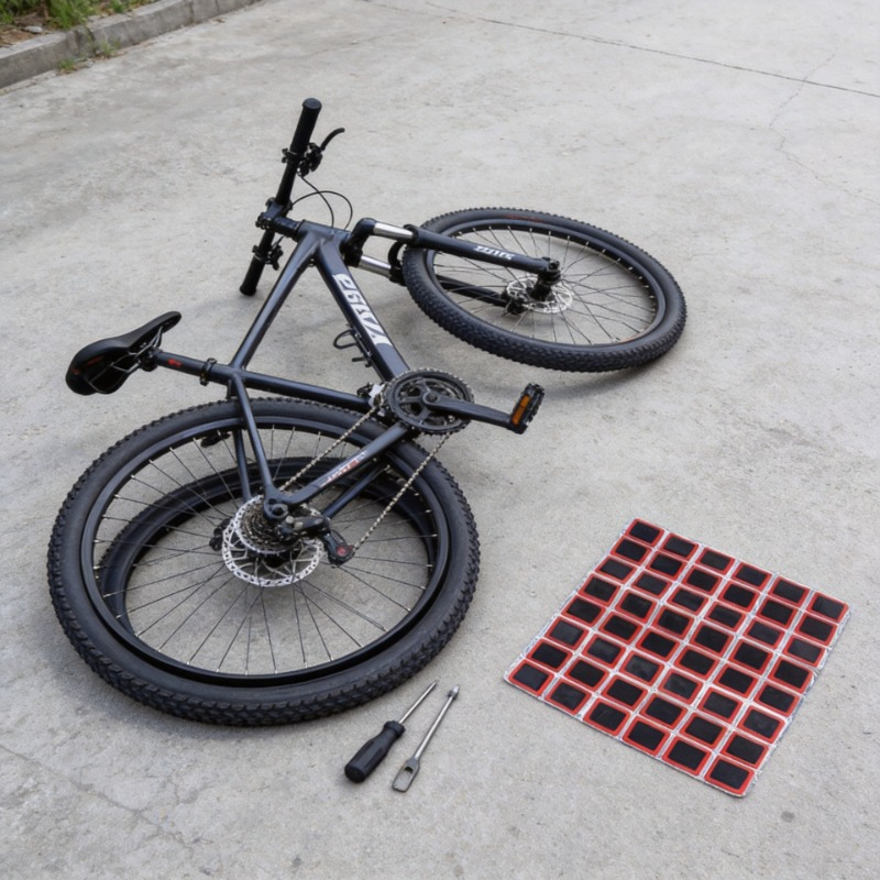 Bike Tube Repair Kit - 25mm自転車用ゴム製パンク修理パッチ、自転車タイヤチューブ修理サイクルパッチキット、接着剤不要、自転車インナーチューブパンク修理ツール