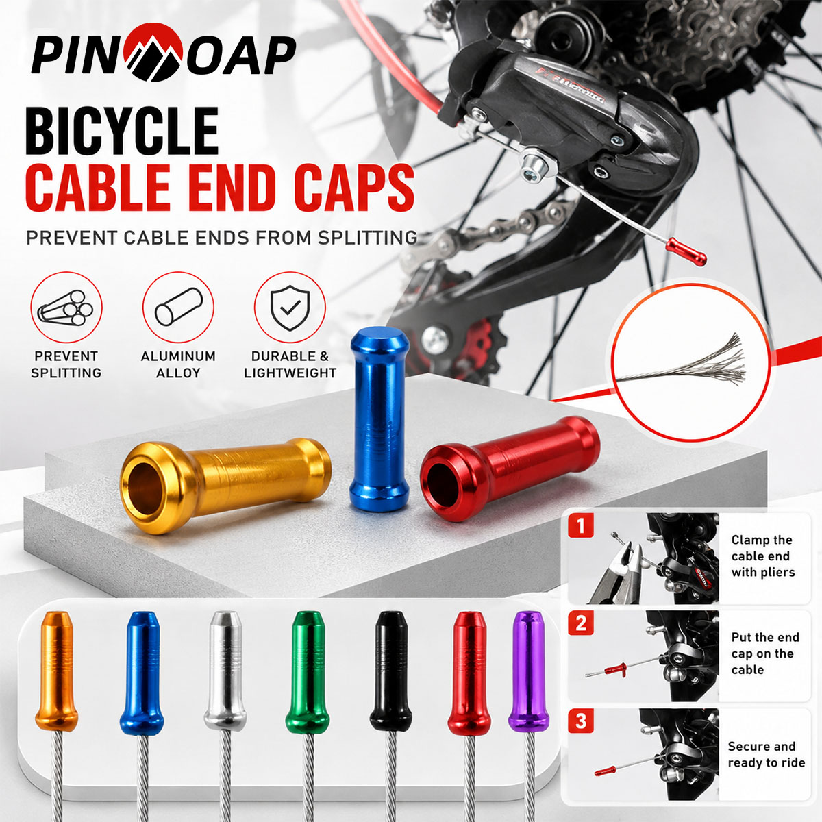 Cycling Gear Tips - PINMOAP 100 個アルミバイクケーブルエンドキャップブレーキギアワイヤーチップ圧着キャップ自転車 Mtb ロードサイクリング修理アクセサリー