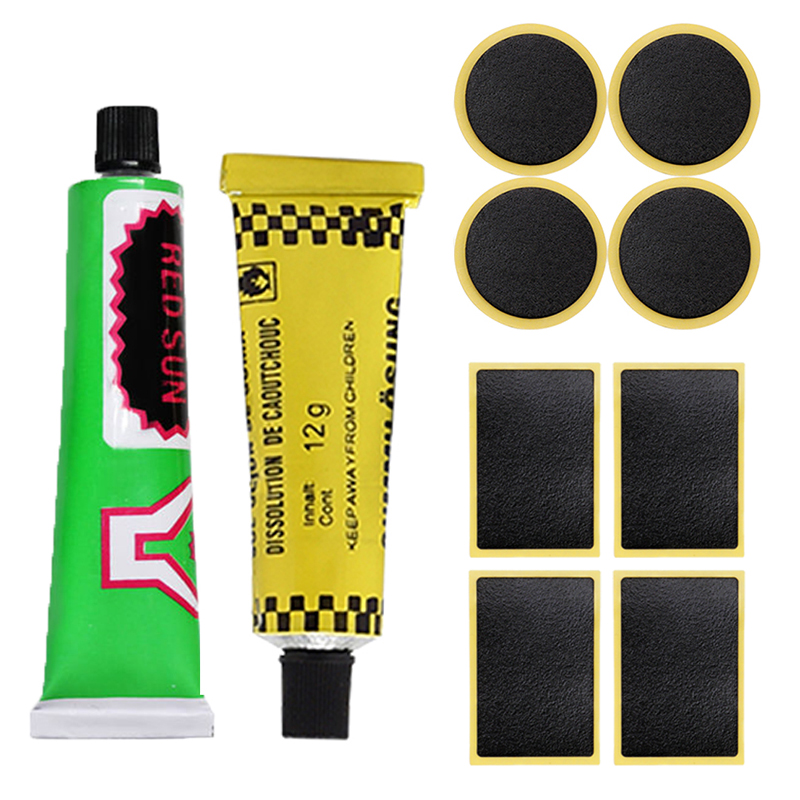 Bike Tube Repair Kit - 電動自転車タイヤ修理キット,インナーチューブ用のフラットテアリングキット,接着剤,ユニバーサル接着剤