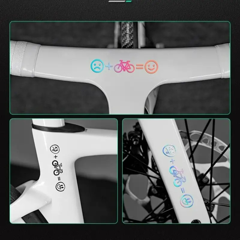 Cycling Gear Sale - 4 個ハッピーフェイスバイクステッカースマイリーデカール MTB ロード自転車ヘルメット車オートバイ防水クリスマスギフト装飾