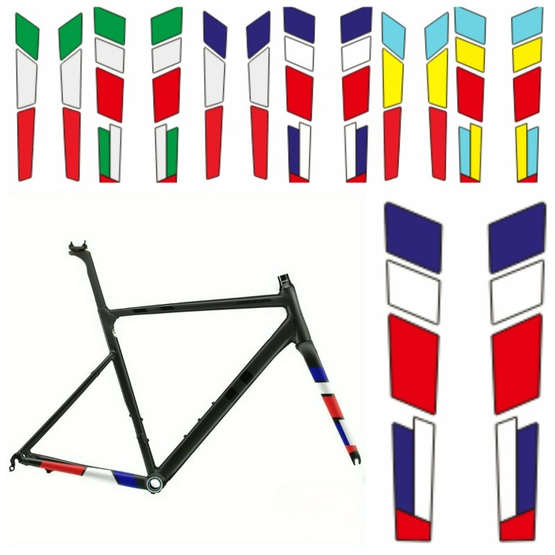 Cycling Gear Sale - 14 個 2D 3 色ストライプバイクフレームフォークデカール耐久性のある PVC