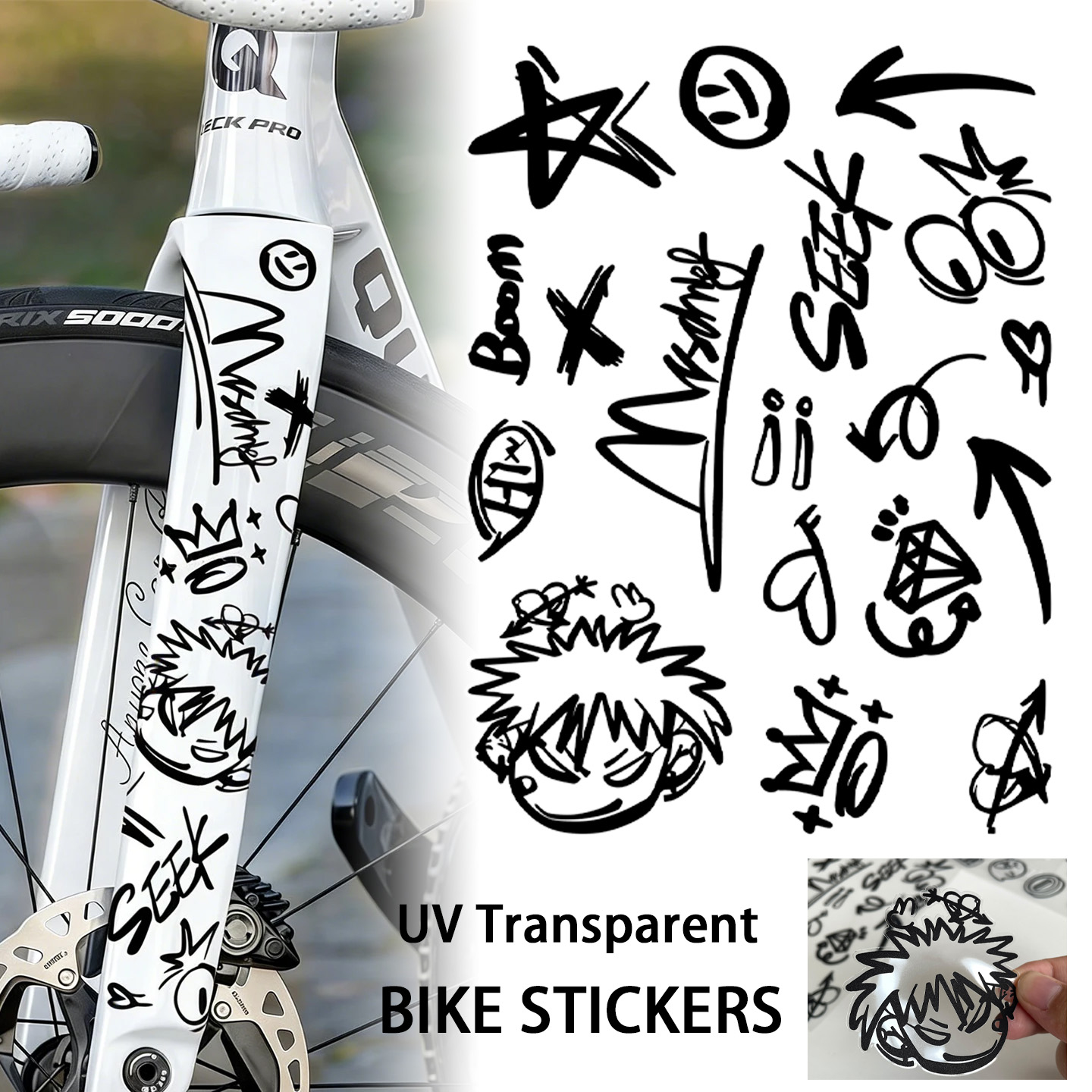 UV透明グラフィティDIYバイクステッカー自転車フレームトッ - Cycling Gear Sale のレビューと価格